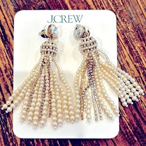 J Crew Crystal Ball Tassel Earrings